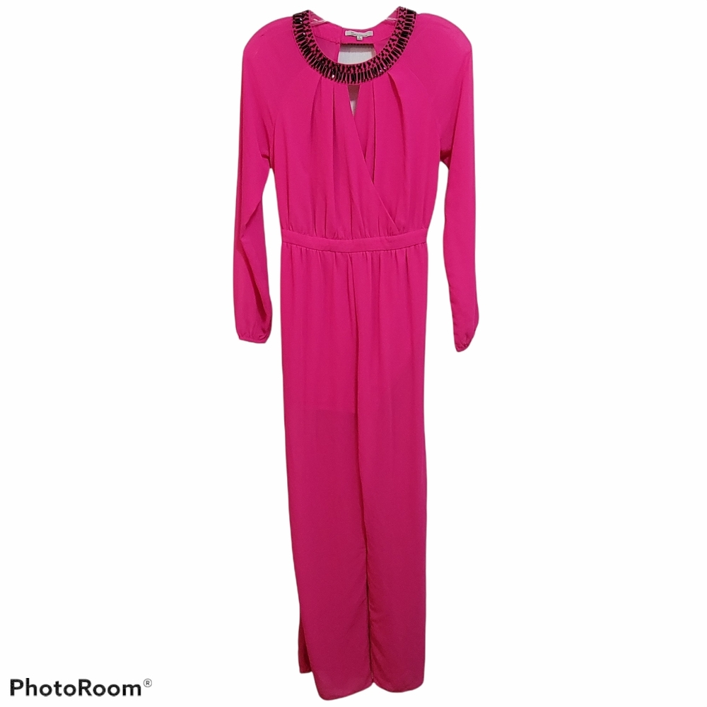 The clothing Company Hot Pink Black Jumpsuit embellished Size Small